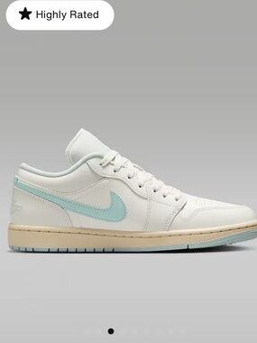 Air Jordan 1 Low-Top Sneakers in White and Mint